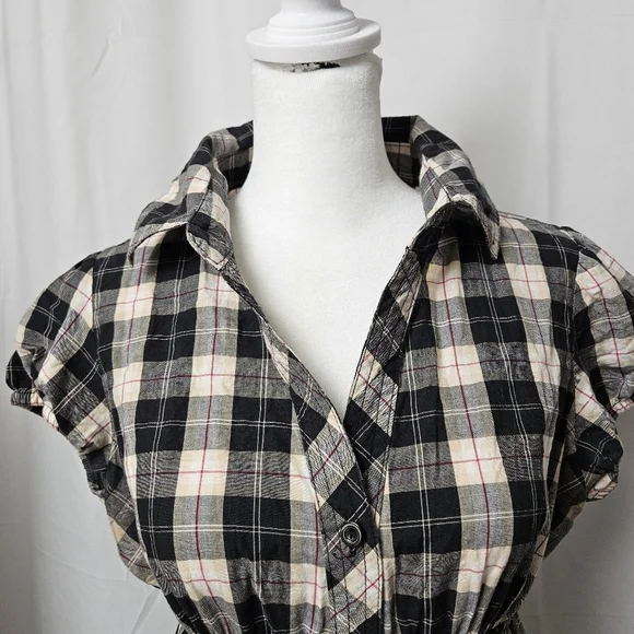 l.e.i Sundresses by Taylor Swift Black Plaid Button-down Dress Size L (Juniors) - Picture 6 of 12
